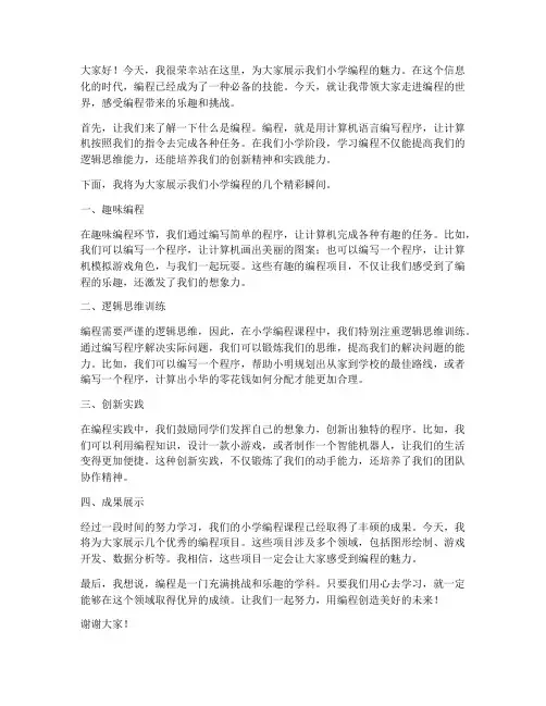 小学编程展示演讲稿范文