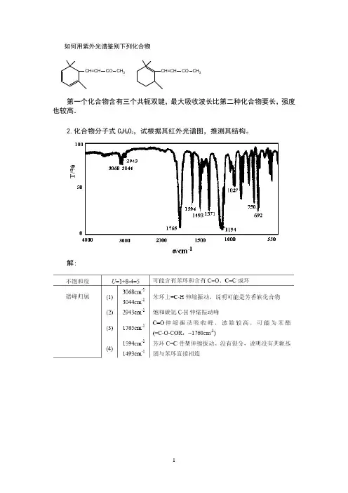 有机波谱复习试题