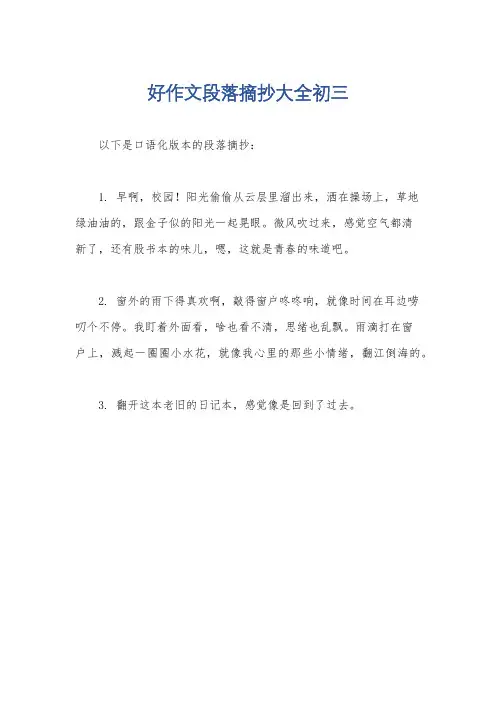 好作文段落摘抄大全初三
