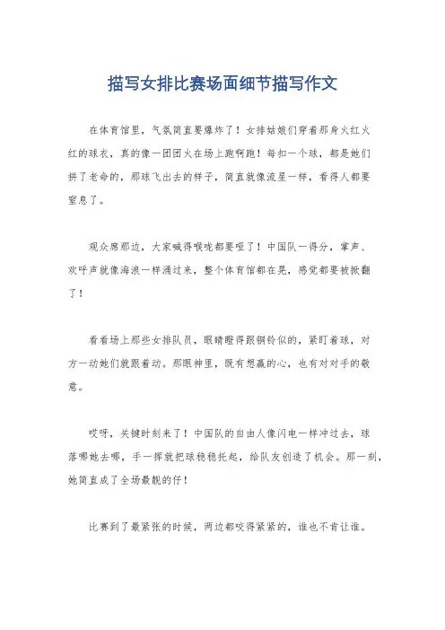 描写女排比赛场面细节描写作文