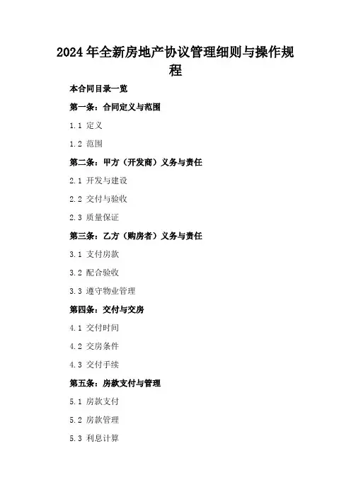 2024年全新房地产协议管理细则与操作规程