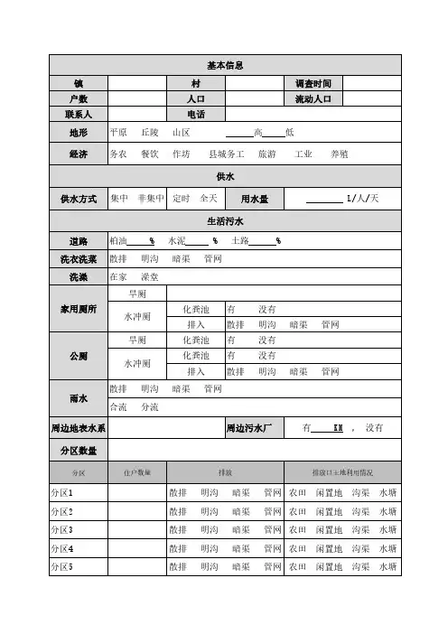 农村生活污水调查表
