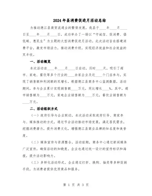 2024年县消费促进月活动总结（二篇）