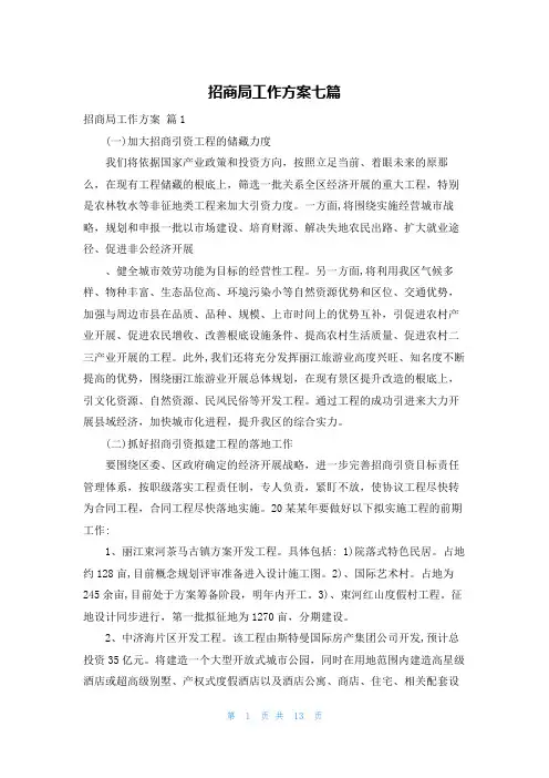 招商局工作计划七篇