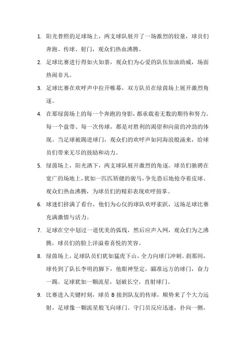 描写足球比赛的句子 (3)