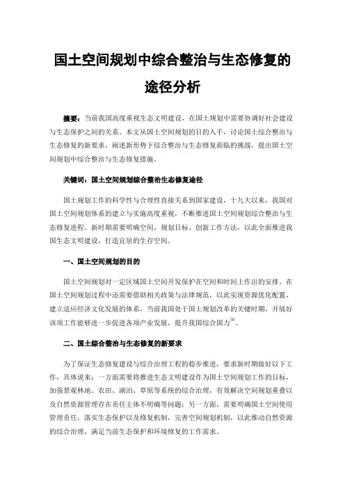 国土空间规划中综合整治与生态修复的途径分析