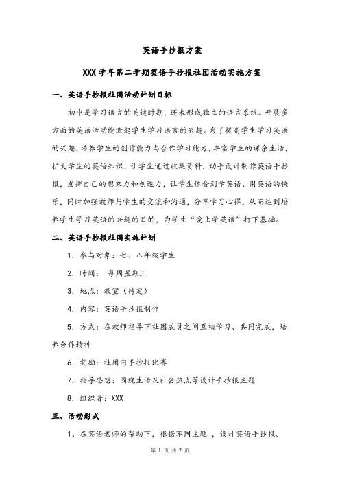英语手抄报方案