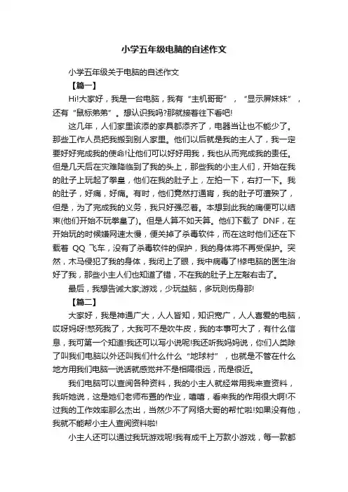 小学五年级关于电脑的自述作文