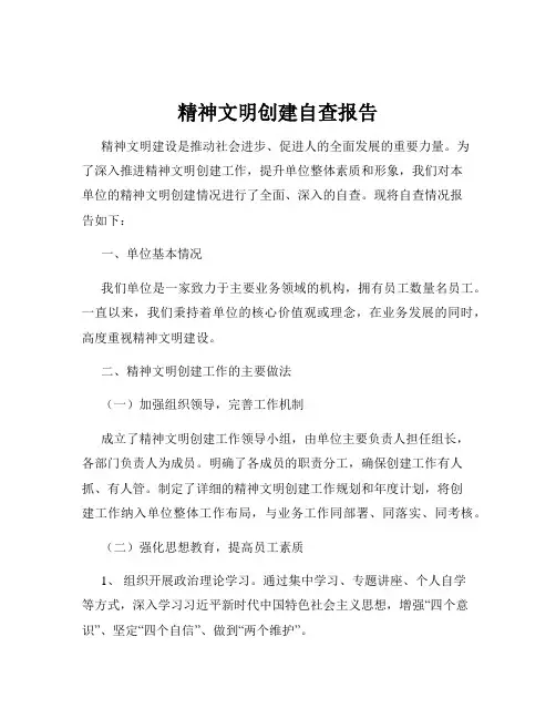精神文明创建自查报告