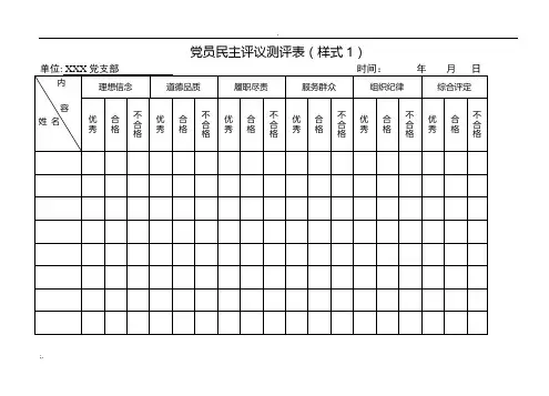 民主评议党员测评表_汇总表_不合格党员处理(全)
