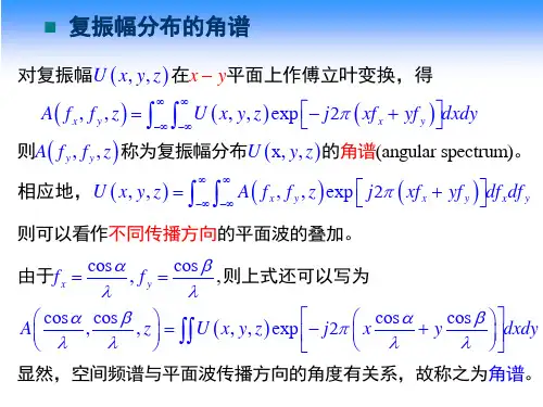 医学课件第8讲复振幅分布的角谱理论及菲涅耳衍射
