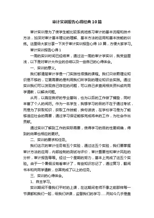 审计实训报告心得经典10篇