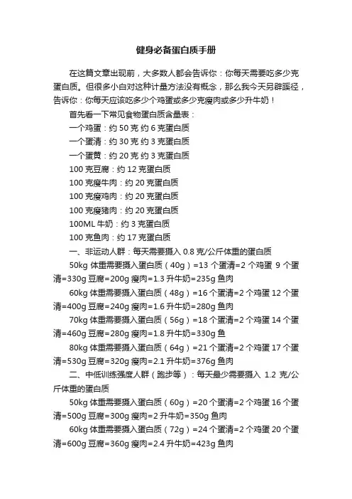 健身必备蛋白质手册