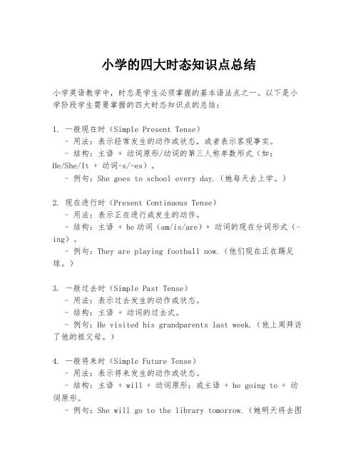 小学的四大时态知识点总结