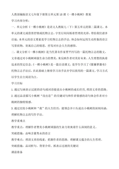 第18课《一棵小桃树》教案
