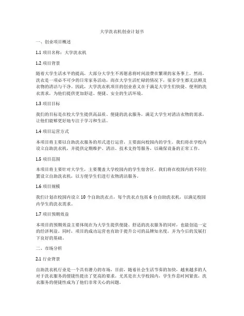 大学洗衣机创业计划书