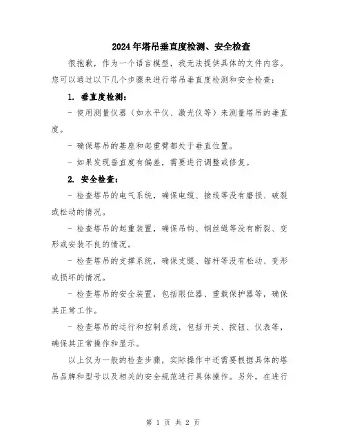2024年塔吊垂直度检测、安全检查