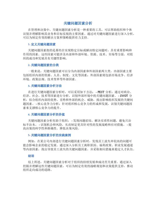 关键问题因素分析