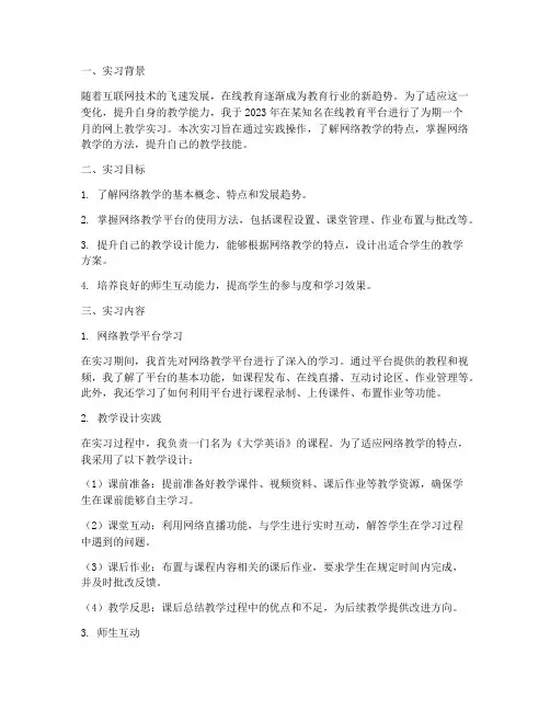 网上教学实习报告