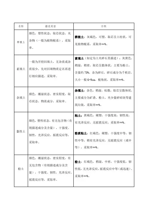 野外钻孔编录描述格式
