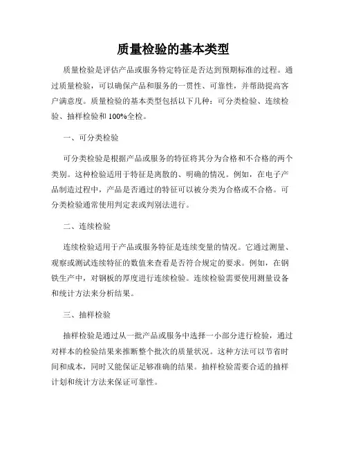 质量检验的基本类型