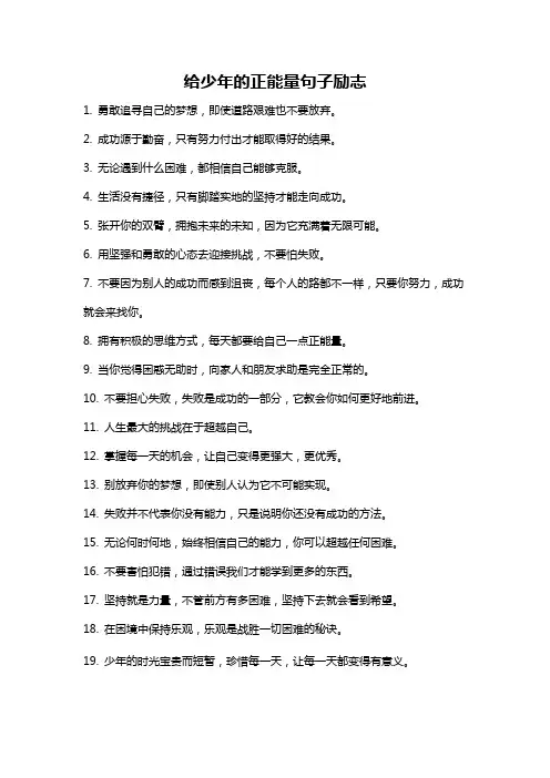 给少年的正能量句子励志
