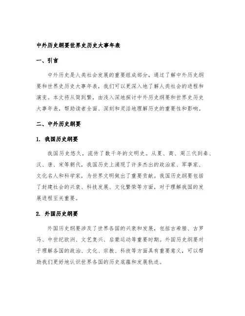 中外历史纲要世界史历史大事年表