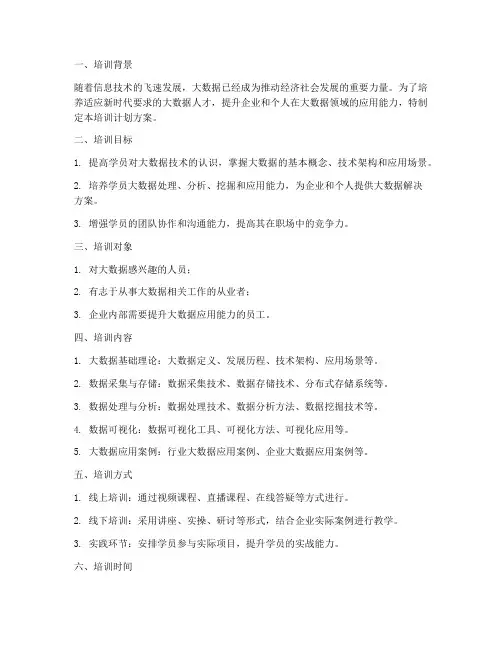 大数据师培训计划方案模板