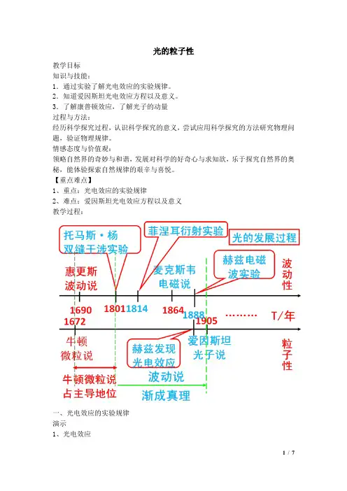 光的粒子性  说课稿  教案 教学设计