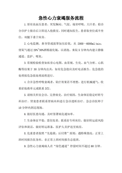 急性心力衰竭抢救流程