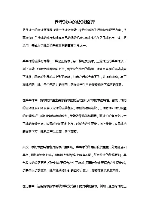 乒乓球中的旋球原理