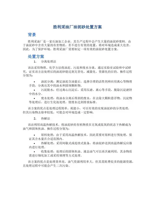 胜利采油厂油泥砂处置方案