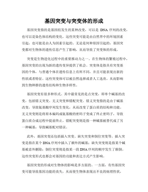 基因突变与突变体的形成