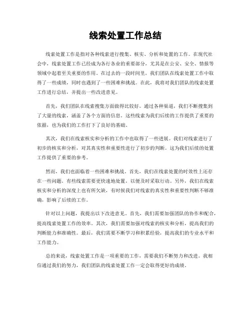 线索处置工作总结