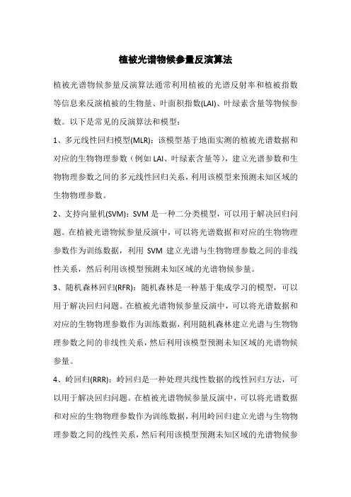植被光谱物候参量反演算法