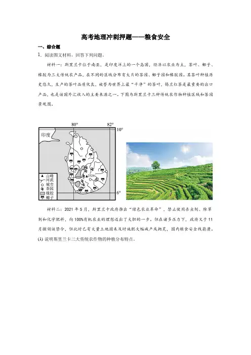 专题06粮食安全-2023高考地理热点专项训练