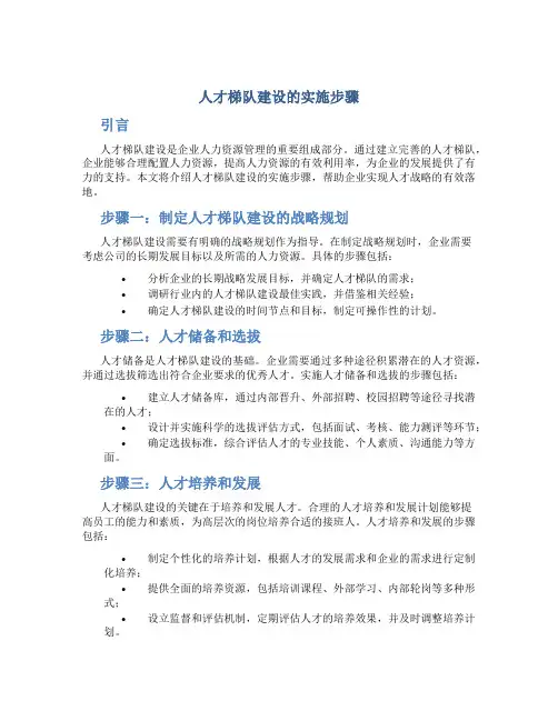 人才梯队建设的实施步骤