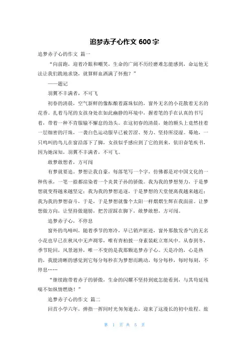 追梦赤子心作文600字