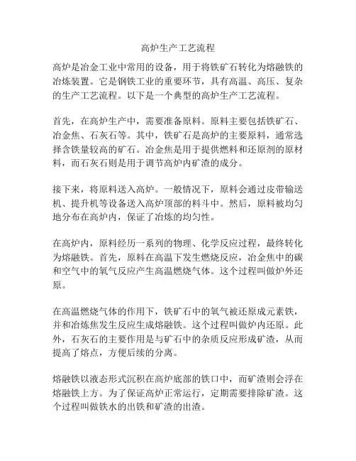 高炉生产工艺流程