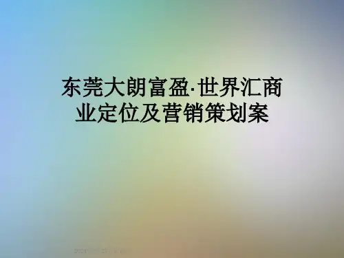 东莞大朗富盈·世界汇商业定位及营销策划案