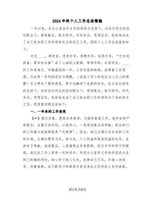 2024年终个人工作总结精编(二篇)