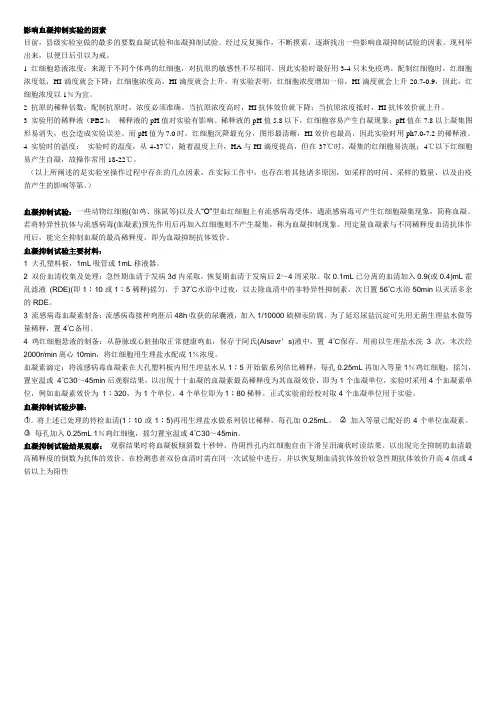影响血凝抑制实验的因素