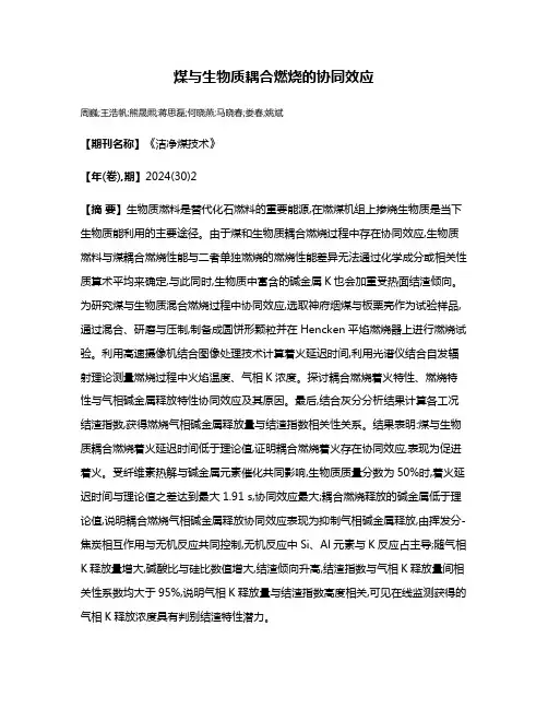 煤与生物质耦合燃烧的协同效应
