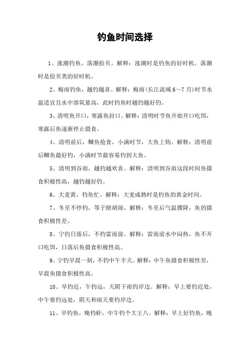钓鱼时间选择