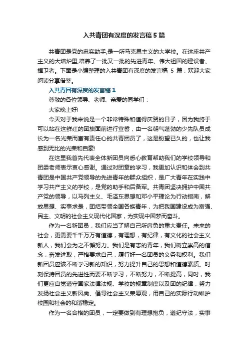 入共青团有深度的发言稿5篇