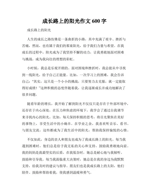 成长路上的阳光作文600字