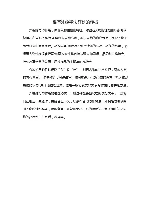描写外貌手法好处的模板