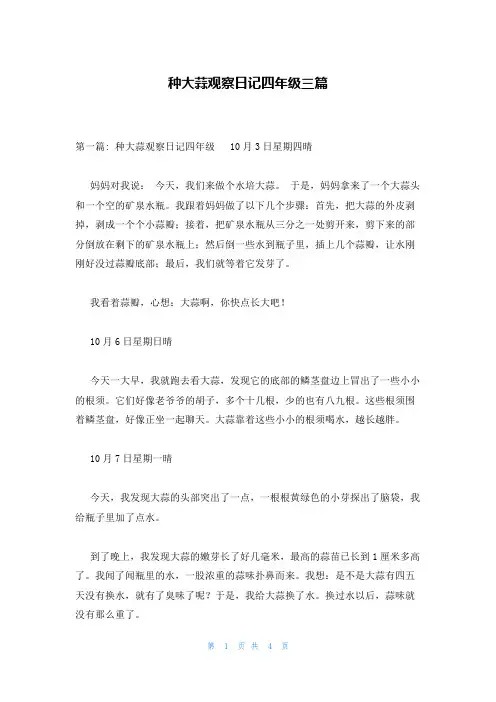 种大蒜观察日记四年级三篇