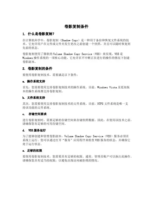 卷影复制条件