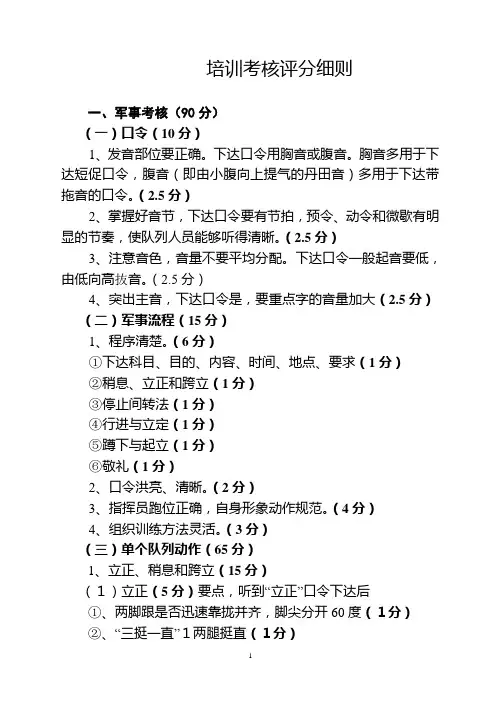 培训考核评分细则